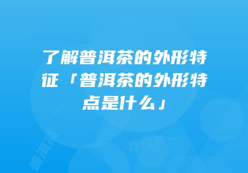 了解普洱茶的外形特征「普洱茶的外形特点是什么」