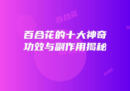 百合花的十大神奇功效与副作用揭秘