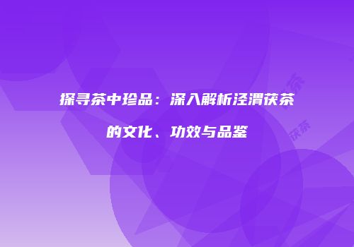 探寻茶中珍品：深入解析泾渭茯茶的文化、功效与品鉴