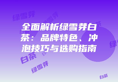 全面解析绿雪芽白茶：品牌特色、冲泡技巧与选购指南