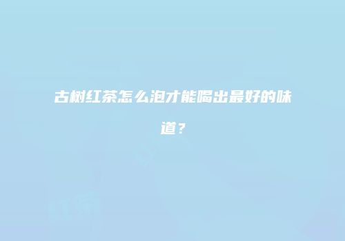 古树红茶怎么泡才能喝出最好的味道？