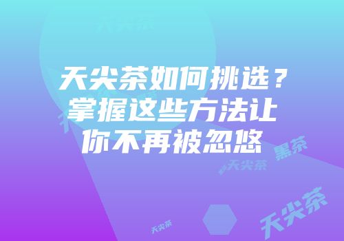 天尖茶如何挑选？掌握这些方法让你不再被忽悠