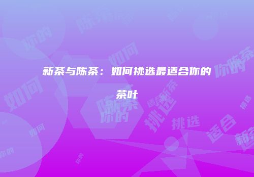 新茶与陈茶：如何挑选最适合你的茶叶