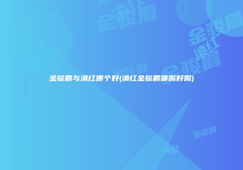 金骏眉与滇红哪个好(滇红金骏眉哪喝好喝)