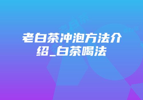 老白茶冲泡方法介绍_白茶喝法
