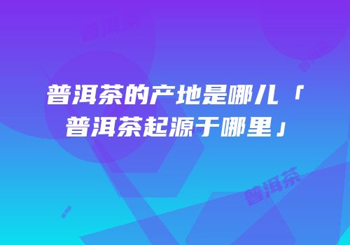 普洱茶的产地是哪儿「普洱茶起源于哪里」