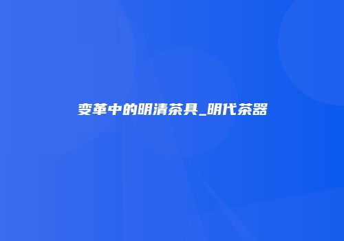 变革中的明清茶具_明代茶器