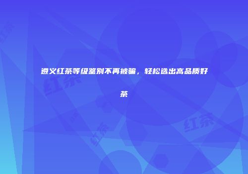 遵义红茶等级鉴别不再被骗，轻松选出高品质好茶