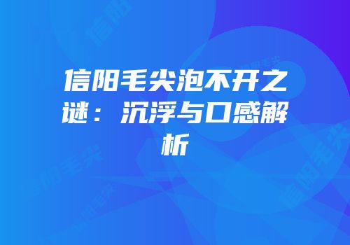 信阳毛尖泡不开之谜：沉浮与口感解析