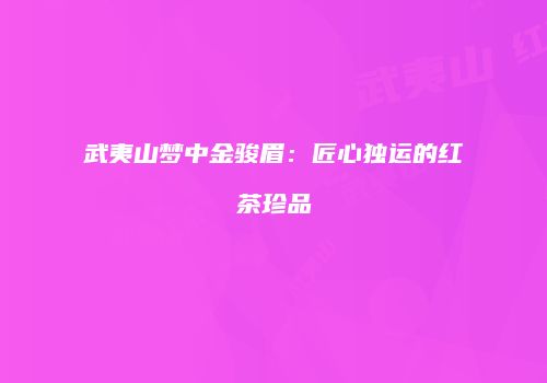 武夷山梦中金骏眉：匠心独运的红茶珍品