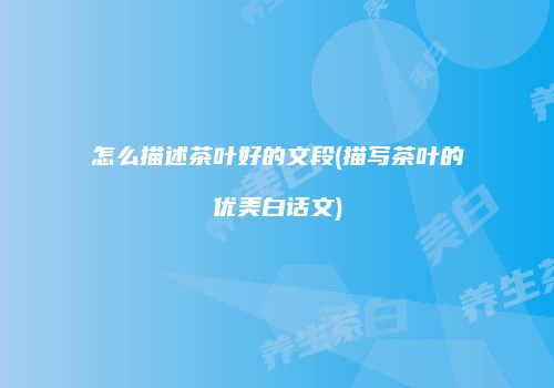 怎么描述茶叶好的文段(描写茶叶的优美白话文)