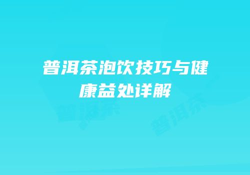 普洱茶泡饮技巧与健康益处详解