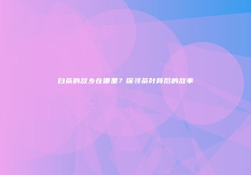 白茶的故乡在哪里？探寻茶叶背后的故事