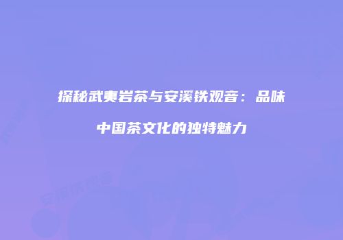 探秘武夷岩茶与安溪铁观音：品味中国茶文化的独特魅力