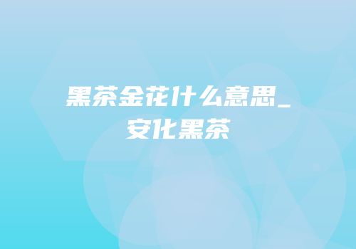 黑茶金花什么意思_安化黑茶