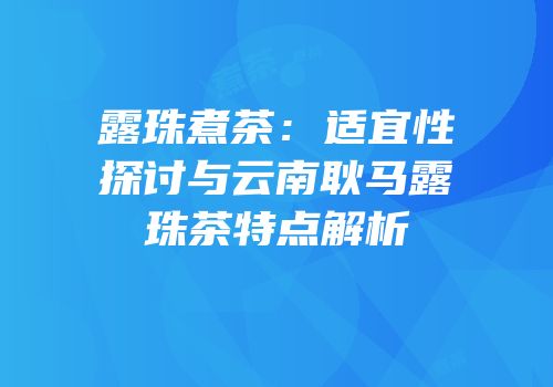 露珠煮茶：适宜性探讨与云南耿马露珠茶特点解析