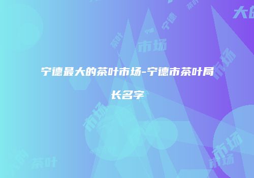 宁德最大的茶叶市场-宁德市茶叶局长名字