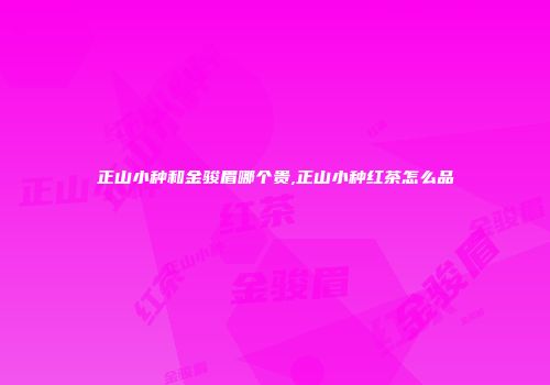 正山小种和金骏眉哪个贵,正山小种红茶怎么品