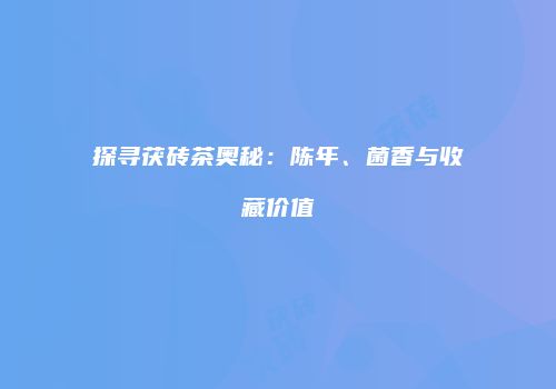 探寻茯砖茶奥秘：陈年、菌香与收藏价值
