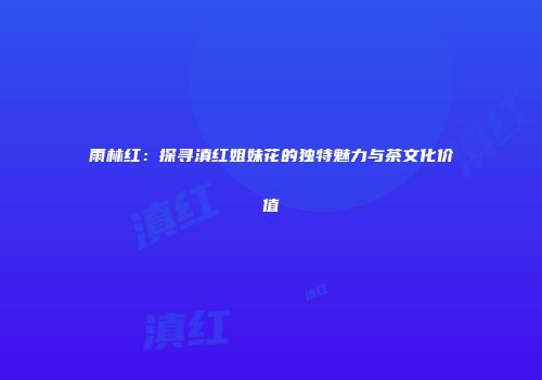 雨林红：探寻滇红姐妹花的独特魅力与茶文化价值