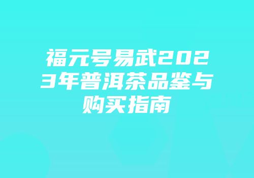 福元号易武2023年普洱茶品鉴与购买指南