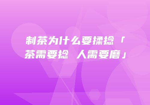 制茶为什么要揉捻「茶需要捻 人需要磨」