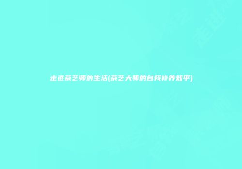 走进茶艺师的生活(茶艺大师的自我修养知乎)