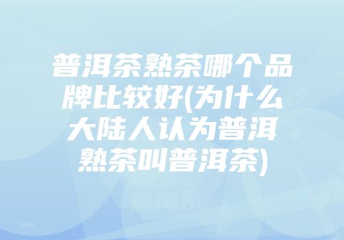 普洱茶熟茶哪个品牌比较好(为什么大陆人认为普洱熟茶叫普洱茶)