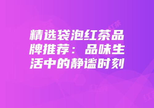 精选袋泡红茶品牌推荐：品味生活中的静谧时刻