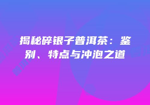 揭秘碎银子普洱茶：鉴别、特点与冲泡之道