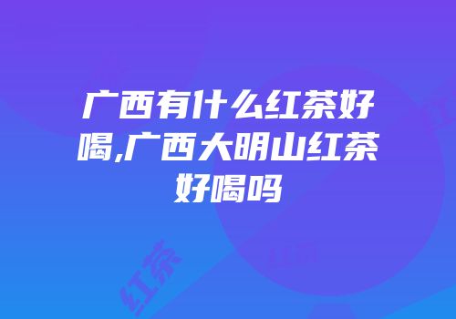 广西有什么红茶好喝,广西大明山红茶好喝吗