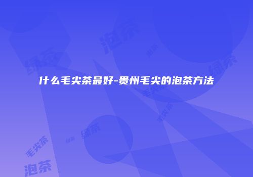 什么毛尖茶最好-贵州毛尖的泡茶方法