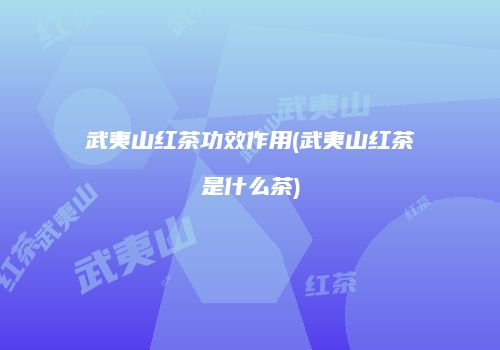 武夷山红茶功效作用(武夷山红茶是什么茶)