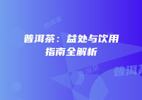 普洱茶：益处与饮用指南全解析