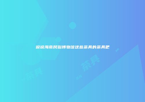 说说海南民俗博物馆这些茶具的茶具吧