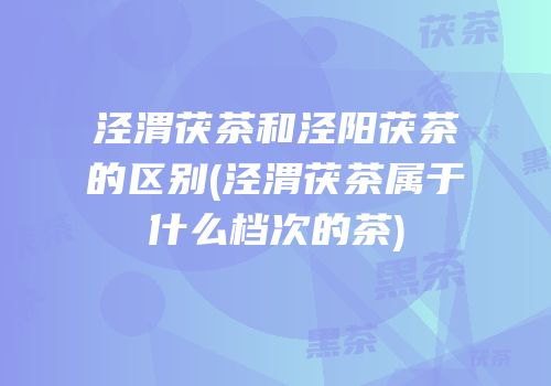 泾渭茯茶和泾阳茯茶的区别(泾渭茯茶属于什么档次的茶)