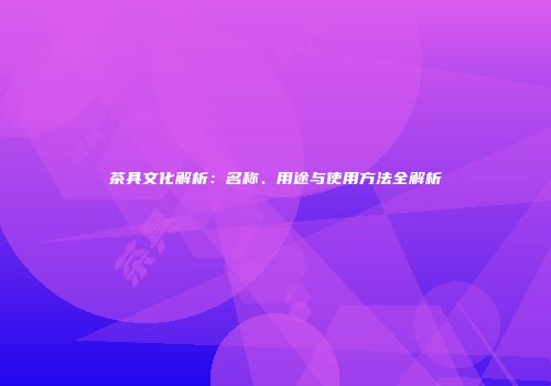 茶具文化解析：名称、用途与使用方法全解析