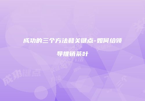 成功的三个方法和关键点-如何给领导推销茶叶
