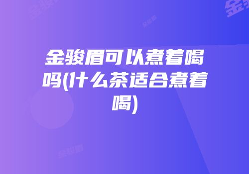 金骏眉可以煮着喝吗(什么茶适合煮着喝)