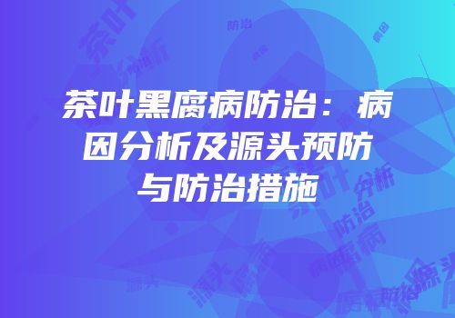 茶叶黑腐病防治：病因分析及源头预防与防治措施