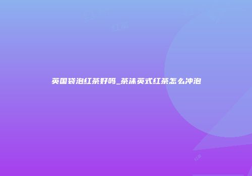 英国袋泡红茶好吗_茶沫英式红茶怎么冲泡