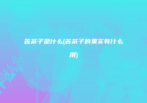 苦茶子是什么(苦茶子的果实有什么用)