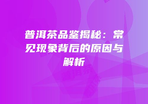 普洱茶品鉴揭秘：常见现象背后的原因与解析