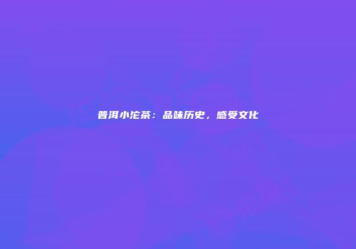 普洱小沱茶：品味历史，感受文化