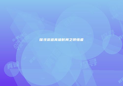 探寻茶道真谛时间之领悟者