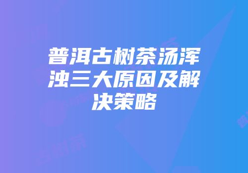 普洱古树茶汤浑浊三大原因及解决策略