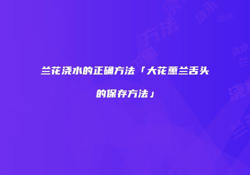 兰花浇水的正确方法「大花蕙兰舌头的保存方法」