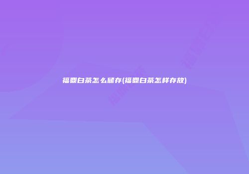 福鼎白茶怎么储存(福鼎白茶怎样存放)