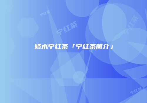 修水宁红茶「宁红茶简介」