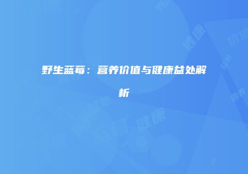 野生蓝莓：营养价值与健康益处解析
